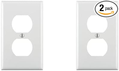 Leviton 80703-W 1-Gang Duplex Device Receptacle Wallplate, Standard Size, Thermoplastic Nylon, Device Mount, White (Pack of 2)