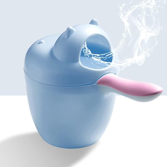 Eforcase Baby Bath Rinse Cup Protecting Infant Eyes, Cute Hippo Shape Baby Rinse Cup, Bath Cup, Wash Hair Cup Child Shower Baby Shower Water Scoop, One Size Fits All