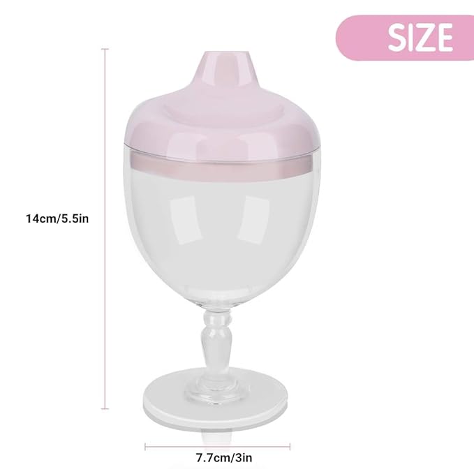Princess Wine Sippy Cup Spill Proof, Fancy Wine Glass Sippy Cup No Spill for Baby Girl 1+ Year Old, Goblet Style Great for Your Princess Holiday Birthday Party, 5 Ounce (Pink)