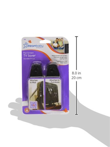 Dreambaby Flat Screen TV Saver Child Safety Straps - Anti-Tip Furniture Security Anchors - Adjustable Strap - Black - Model L860 (Pack of 2)