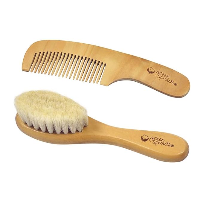 green sprouts Sprout Ware & Silicone Cradle Cap Brush & Comb, Adult Use Only, Plant-Plastic, Tested for Hormones