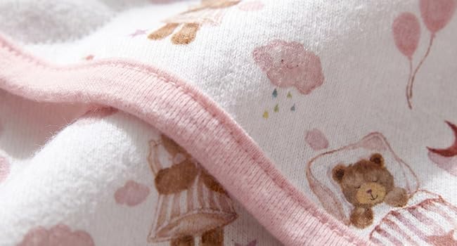 GLLQUEN BABY Swaddles for Newborns Organic Cotton, Soft Baby Girl Swaddles 0-3 Months, Womb-Like Sleep Sack Wrap Nursery Swaddling Blankets Pink Bear