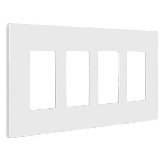 ENERLITES Screwless Decorator Wall Plates Child Safe Outlet Covers, Gloss Finish, Medium Size 4-Gang 4.88" H x 8.58??L, Unbreakable Polycarbonate Thermoplastic, SI8834M-W, White