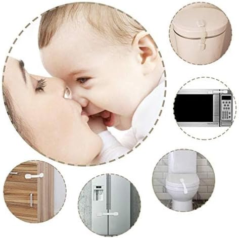 12-Pack Child Safety Cabinet Locks, No Drill Adjustable Strong Adhesive Straps, Toddler Baby Proofing for Cabinets Drawers Fridge Toilet Oven Cupboard