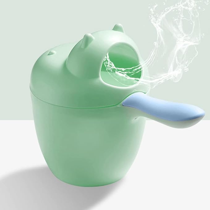 Katutude Baby Bath Rinse Cup - Shampoo Rinser Wash Cup Hair Washing Jug Water Scoop Bathroom Accessories for Newborn Baby Toddlers Shower, 7cm x 14cm / Green