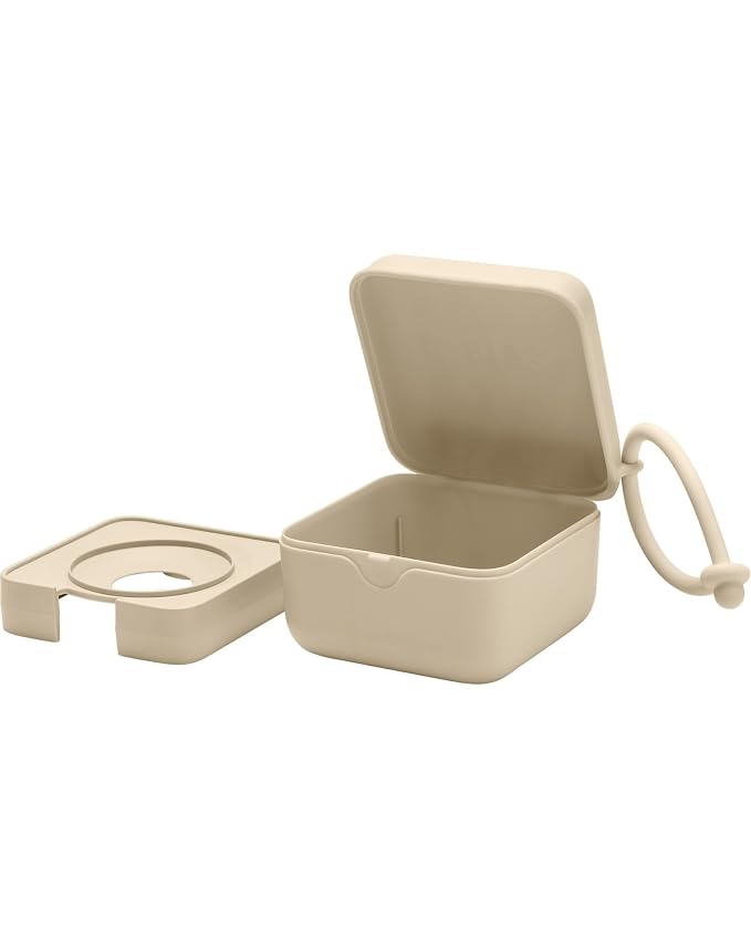 BIBS Pacifier Box with Loop for Storing & Carrying Soothers | 100% BPA Free Material | Designed & Made in Denmark | Vanilla