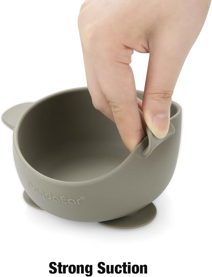 PandaEar 3 Pack Baby Suction Bowls with Lids ??Stay Put Silicone Toddler Bowls for Self-Feeding & Travel, 100% Food Grade BPA-Free, Leakproof Feeding Set (Muted Earth Tones)