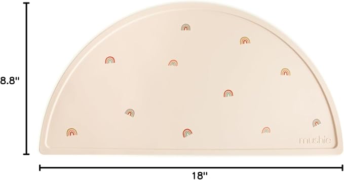 mushie Silicone Placemat for Kids | BPA-Free Non-Slip Design (Rainbows)