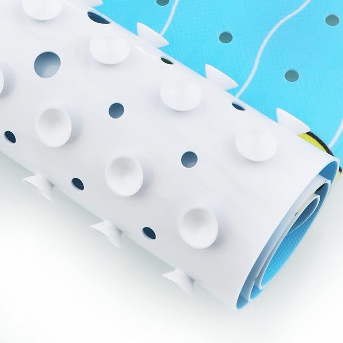 Bathtub Mat Non Slip Shower Mat for Kids Adults & Elderly 40X16 Inch Extra Long Anti Slip Bath Mats for tub Mat with Suction Cups and Drain Holes,Duck