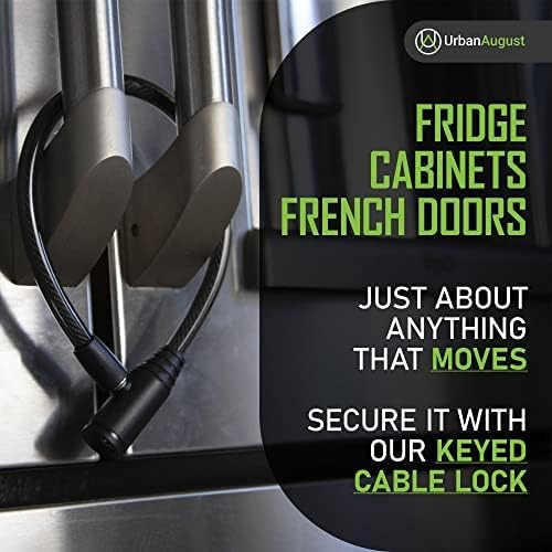 Urban August Child-Proof Refrigerator Lock for Kids & Adults - Lock for French Door Fridge and Cabinet (Regular, White, 3 Pack Keyed Alike)