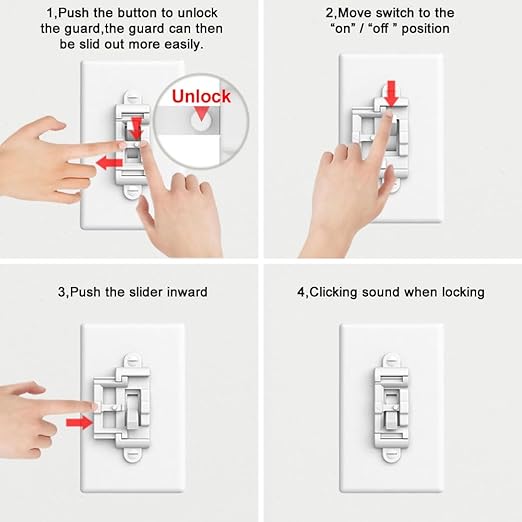 Light Switch Cover Guard,Toggle Lightswitch Coverplate Lock,Child Proof Light-Switch Plate Cover Prevents Kids or Accidental Turned On/Off (Gross White, 8 Pack)