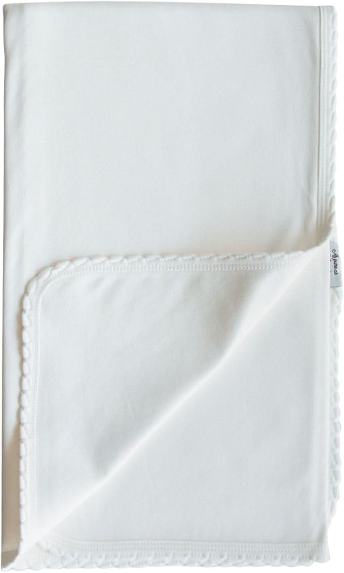 Kitikate Organic Cotton Baby Blanket, Two-Ply Double Layer, Soft & Breathable, 31.5 x 35.4 Inches (Ecru)