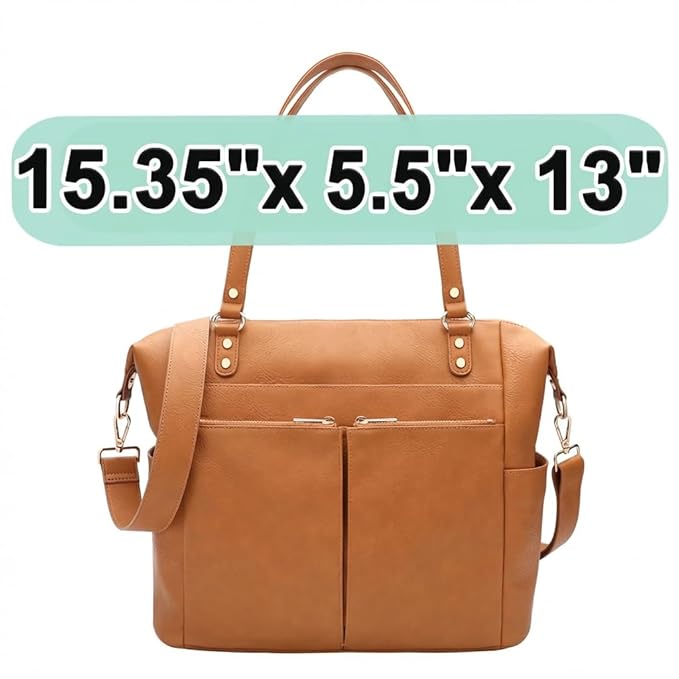 MOMINSIDE Diaper Bag Tote, Leather Diaper Bag Backpack with 14 Pockets for Mom Dad, Convertible Baby Bag for Boys Girls, Baby Registry, Changing Pad, Large 4 Insulated Pockets (Biscuit)