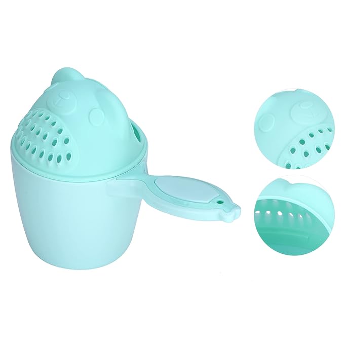 Baby Hair Washing Cup, Cartoon Bear Shower Rinse Cup for Kids ¨C Detachable Hair Washing Scoop (Green)