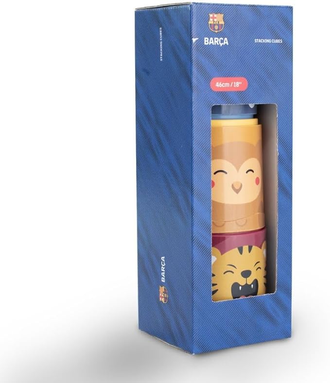 FC Barcelona Sorting & Stacking Toys, Montessori for 1 Year Old, +2 Year Old Boy, Kids Cups, Baby Toys 1 Year Old, Shape Sorter, Made in Spain, Stacking Cubes for Babies | Barça Offical License