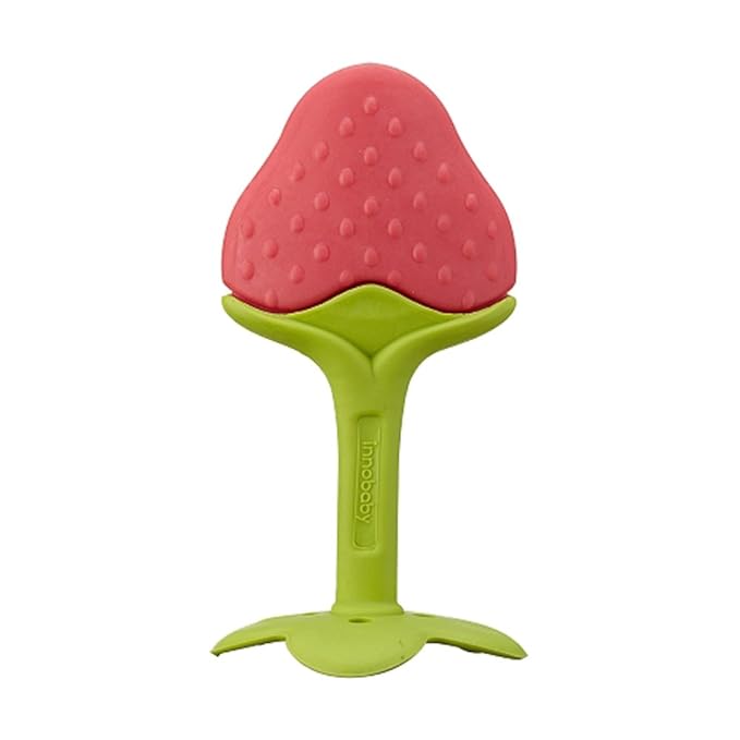 Award Winning Original Teethin??Smart EZ Grip Fruit Teether by Innobaby - Sore Gum Relief for Front Teeth & Molars with BPA Free Teether Sensory Toy for Babies & Toddlers - Apple/Grape/Berry