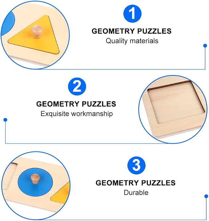 Toyandona Montessori Math Toy Geometry Shape Insets Wooden Puzzle for Preschool Kids 11.61In Fine Motor Skills Development and Shape Recognition Educational Toddler Toy