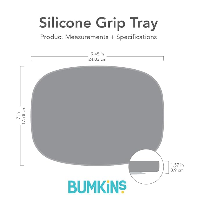 Bumkins Toddler and Baby Suction Plate, Silicone Grip Dish Large Tray for Big Kids, Fits Most Highchairs, Essential Children Feeding Supplies, Non Skid Sticky Bottom, Platinum Silicone, Marble