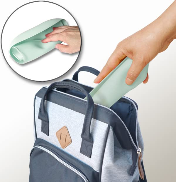 2-Pack Waterproof Silicone Baby Bib Lightweight Comfortable Easy-Wipe Clean (Green/Blue, Small)