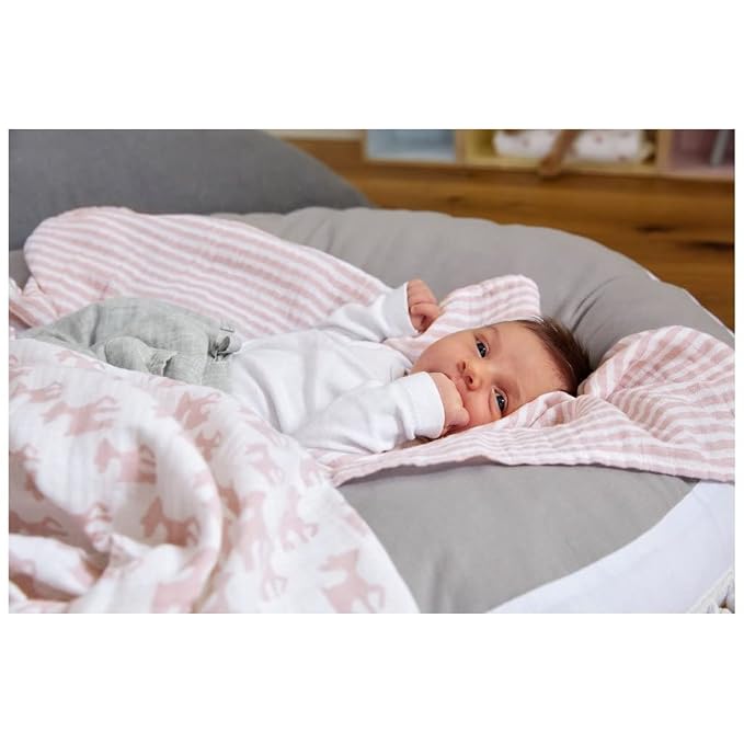 LSSIG Baby Blanket Set of 3 Cotton 80 x 80 cm Swaddle & Burp Blanket L Garden Explorer Boys
