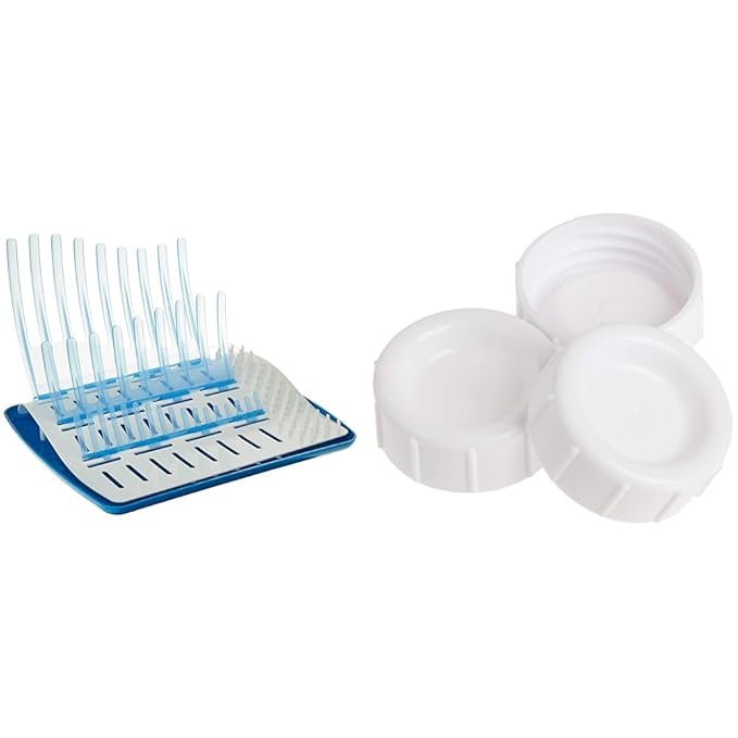 Dr. Brown's Folding Baby Bottle Drying Rack for 10 Narrow or 8 Wide-Neck Bottles Travel Caps 3-Pack for Natural Flow Bottles