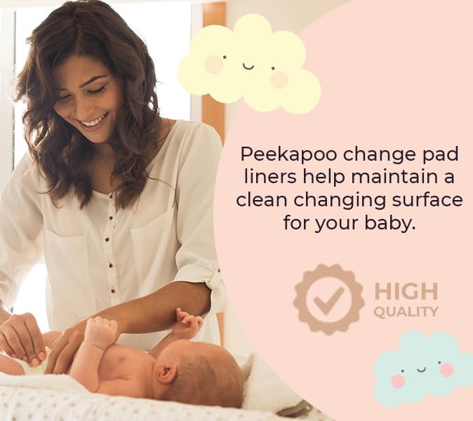 Peekapoo Mini - 100 Pack Disposable Changing Pads for Baby (18 Inches x 16 Inches) Disposable Waterproof Liners, Diaper Changing Pad Protector Mat