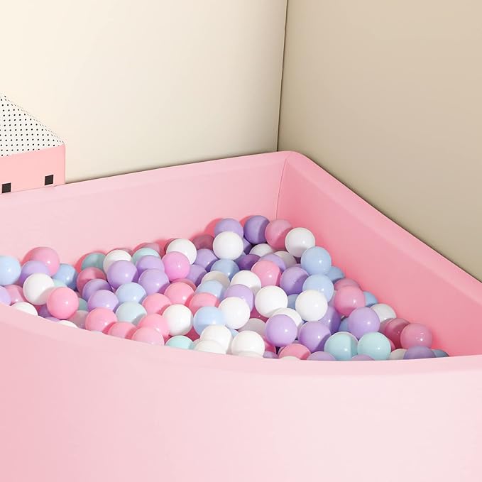 TRENDBOX Ball Pit Memory Foam Pit Soft Pool Fan-Shape Soft Equipment for Toddlers Kids - Light Pink (Balls NOT Included)