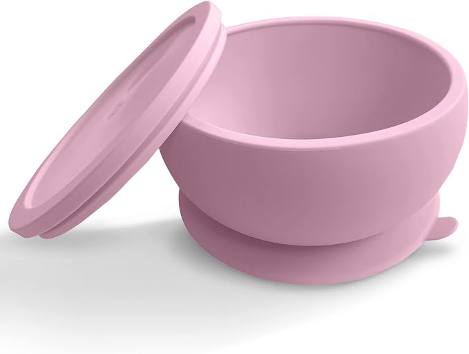 Octopod Silicone Baby Suction Bowl W/Lid - Toddler & Baby Bowls, Baby Food Containers, Spill Proof Bowls For Toddlers, Suction Baby Bowls W/Lids, Food Grade Silicone Bowls For Babies (Lavender Pink)