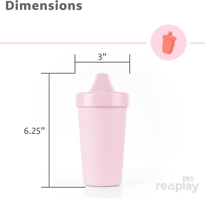 Re-Play Spill-Proof Sippy Cups for Toddlers - Kids Reusable 10 Oz Set of 3, Dishwasher & Microwave Safe, Made in USA, Modern Pink