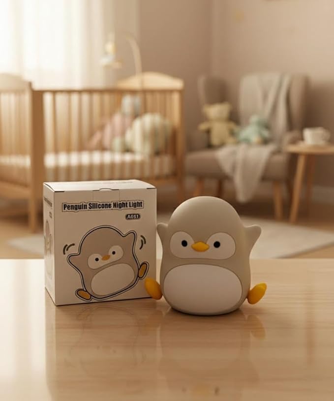 Cute Penguin Night Light for Kids, Squishy Silicone Rechargeable Night Light with 3 Brightness Levels, 30 Min Timer, Fun Cute Lamp for Nursery, Toddler & Baby Bedroom Decor (Penguin Night Lights)