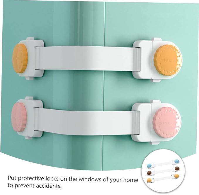 FAVOMOTO 3pcs -pinch Drawer Lock for Cabinets Guard Strong Adhesive Easy to Install Mixed Colors for Home Office Use