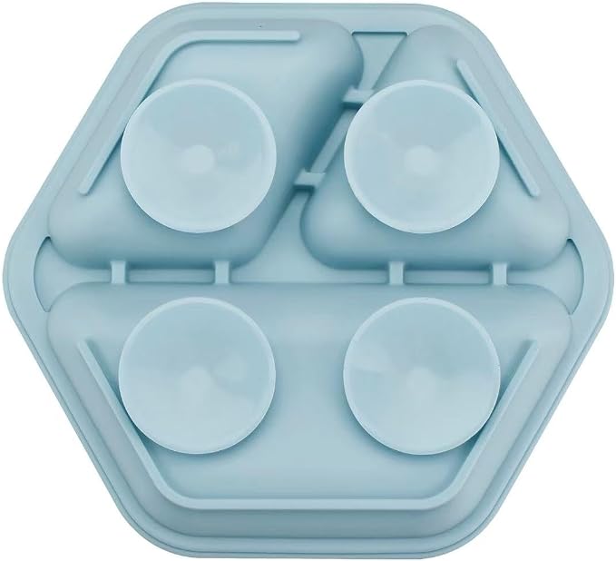 PandaEar 3 Pack Toddler Plates, Hexagon Divided Suction Plates for Baby, 100% Food Grade Silicone Baby Plates, Non-Slip, Baby Led Weaning Supplies, Microwave & Dishwasher Safe (Hexagon)