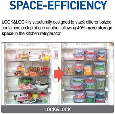 (Pack of 4) Lock & Lock Airtight Rectangular Food Storage Container 6 oz / 0.7-cup