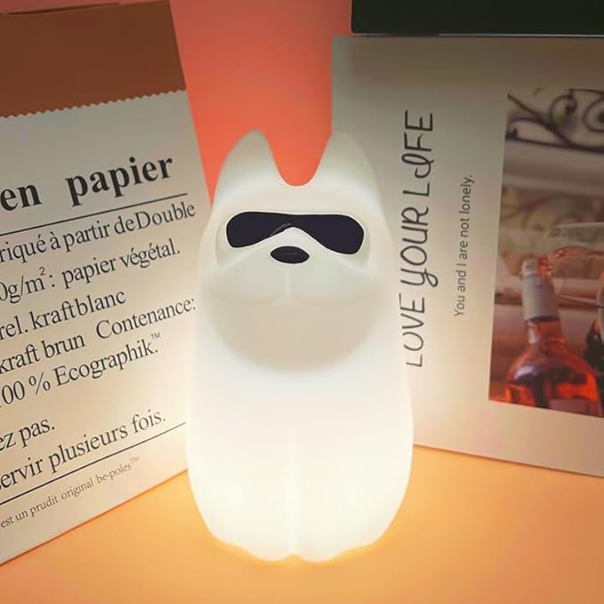 Cute Dog Night Light, 7 Colors Want Want Nightlight, LED Bedside Lamp, Touch-Sensitive for Bedroom, Living Room,Dorm Room Decor for Christmas Gift Baby Kids Girls Teens
