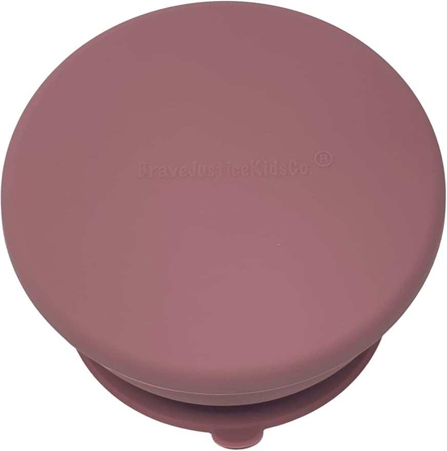 | Silicone Assist Plate and Assist Bowl Combo Pack for Toddler and Baby | Baby-Led Feeding (Dusty Rose)
