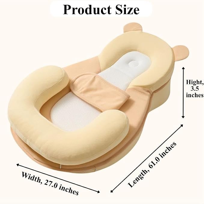 Baby Feeding Pillow - Firm & Secure Adjustable Nursing Pillow with Safety Strap - Baby Body Support Cushion - Yellow