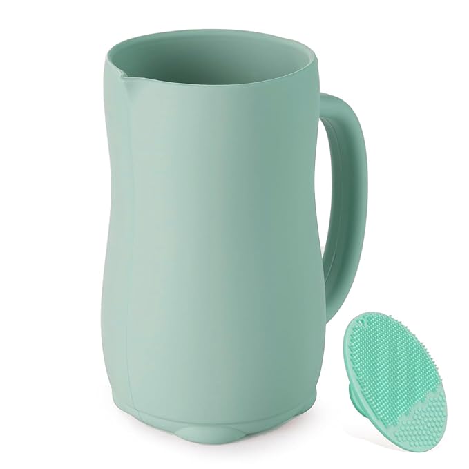 Baby Bath Rinse Cup, Bath Cup for rinsing Hair,The Silicone Material is Soft and Safe, a Good Choice for Baby Bath Products(Green)