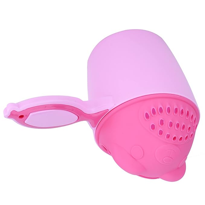 FTVOGUE Baby Shampoo Cup Kids Hair Rinse Cup with Eye Protection Design Cartoon Bath Waterfall Rinser for Toddler Bath Time (Pink)