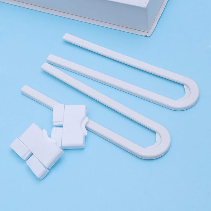 Vaguelly 4 Pack Child Safety Cabinet Latches No Drilling U-shaped Locks for Kitchen Closet Door Sliding Drawer d Handle Pink
