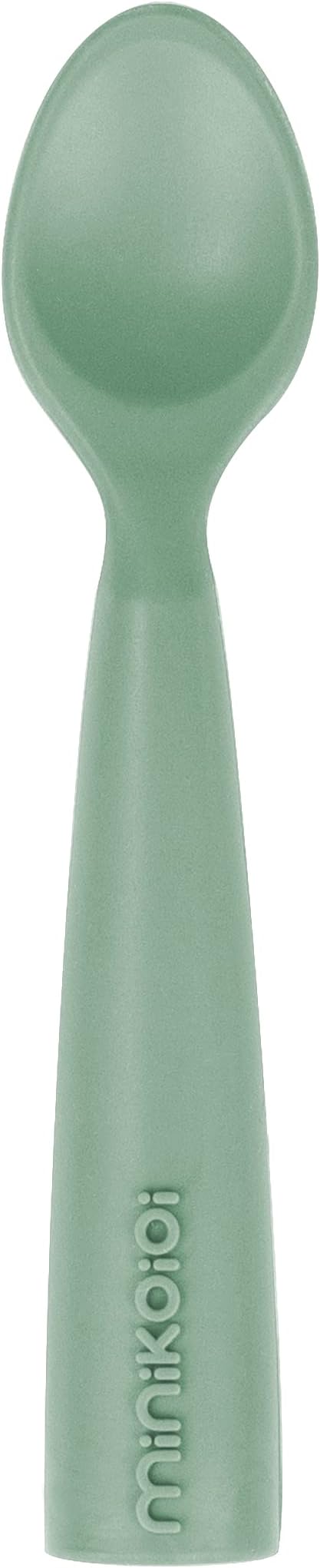 MinikOiOi Scooper 100% Silicone Toddler Spoon, Baby Training Spoon 6 Months +, BPA-Free, Gentle On Teething Gums, Supports Baby Led Weaning, Dishwasher Safe (River Green)