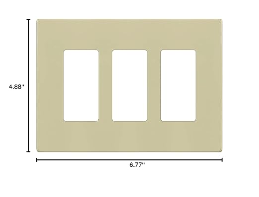 ENERLITES Screwless Decorator Wall Plates Child Safe Outlet Covers, Gloss Finish, Medium Size 3-Gang 4.88" H x 6.77" L, Unbreakable Polycarbonate Thermoplastic, SI8833M-I, Ivory