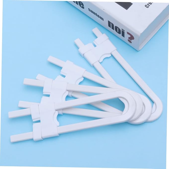 ERINGOGO Child-proof Cabinet Latches 4 Pack No Tools Required U-shaped Locks for Kitchen Closet and Drawer