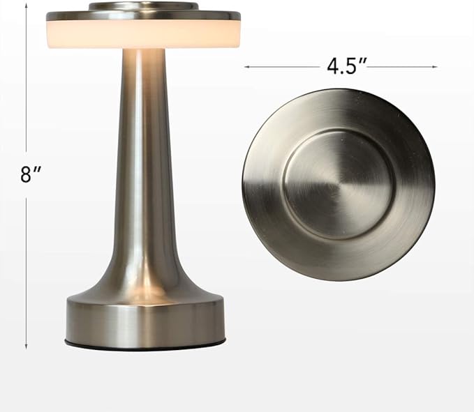 O?™Bright Portable LED Table Lamp with Touch Sensor, 3-Levels Brightness, Rechargeable Battery Up to 48 Hours Usage, Night Light for Kids Nursery, Nightstand Lamp, Bedside Lamp (Silver)