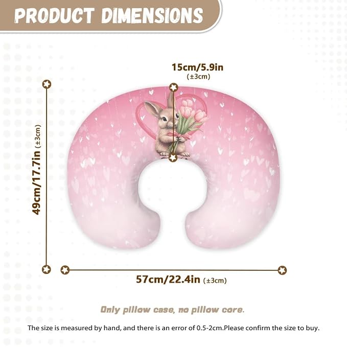 Rabbit Tulip Nursing Pillow Cover Breast Feeding Pillow Support Positioner Lounger Slipcover for Baby Boy Girl Newborn Infant