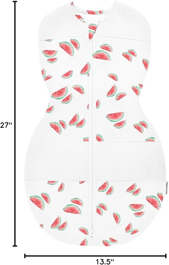 Happiest Baby Sleepea 5-Second Swaddle - 100% Organic Cotton Baby Swaddle Blanket - Doctor Designed Promotes Healthy Hip Development (Ivory Watermelons, X-Large)