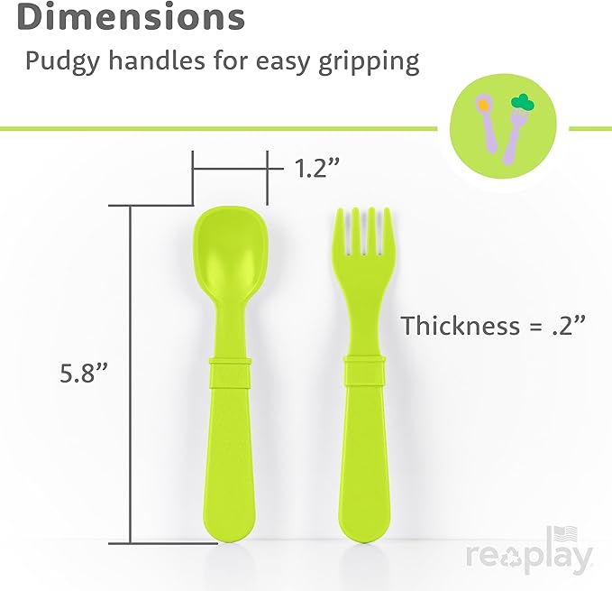 Re-Play Toddler Dinnerware Set - 3 Divided Plates with 3 Fork and Spoon Sets - BPA-Free Kids Tableware - Dishwasher Safe - Made in USA from Recycled Materials, Mermaid