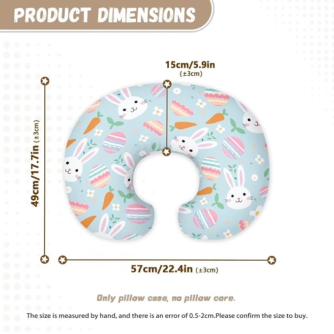 Carrot Rabbit Egg Nursing Pillow Slipcover Sleeve, Breathable & Skin-Friendly Nursing Pillow Cover for Breastfeeding Mom, Pillow Not Included