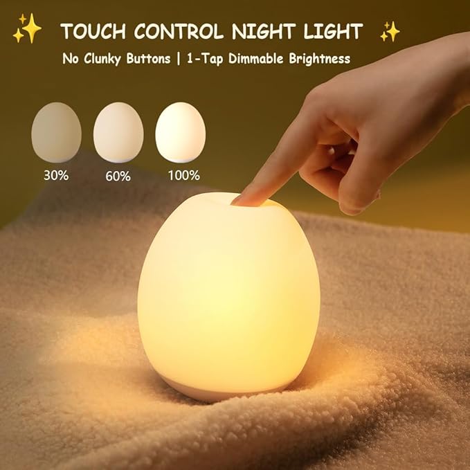 Night Light for Kids,Egg Night Light for Baby Nursery, 7 Colors Changing &30-Min Timer Portable Nursery Night Lamp forBaby Nursery & Kids Bedroom,BPA Free, Eye Caring, Soft