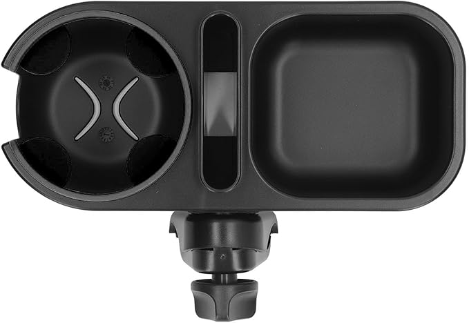 Universal Stroller Snack Tray, 360 Degrees Rotating 3 in 1 Baby Stroller Cup Holder for Office Chairs (Black)