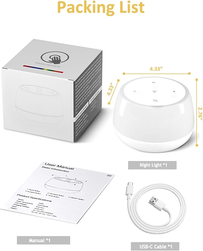 Kids Night Light Touch 3 Modes & 9 Colors Changing, Rechargeable Bedside Lamp Stepless Dimmable, Portable Touch Table Lamp with Timing & Memory, Soft Eye Caring Night Lamp for Kids Adults